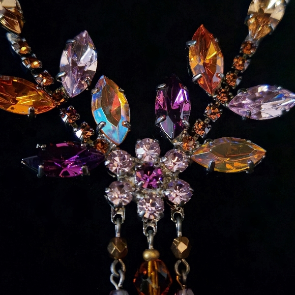 NICKY BUTLER Honey Multi Crystal & Rhinestone Tassel Designer NB Necklace NWT - Picture 3 of 13